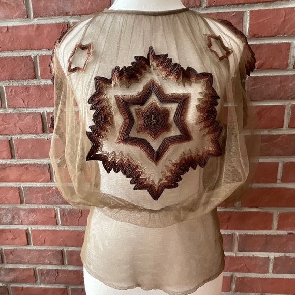 Jean Paul Gaultier Mesh Embroidered Top Made in Italy - Picture 1 of 14